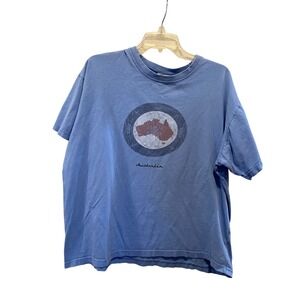Think Australia Mens Graphic T-Shirt Blue Short Sleeve Crew Neck Souvenir XL